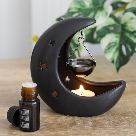 Crescent Moon Hanging Oil Burner (Blue, Black or White)
