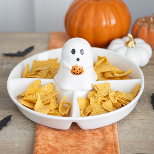 Ghost Chip & Dip Ceramic Snack Dish