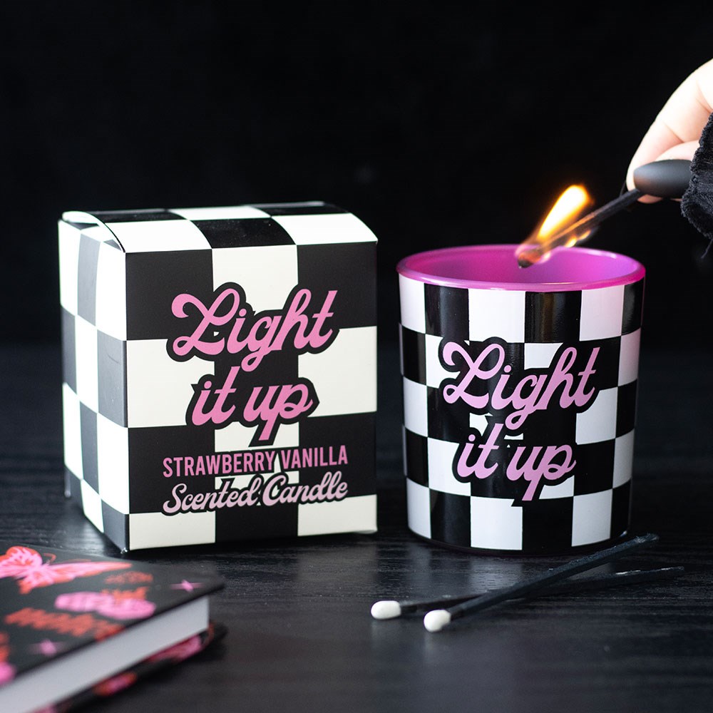 Light It Up Strawberry Vanilla Checkerboard Candle