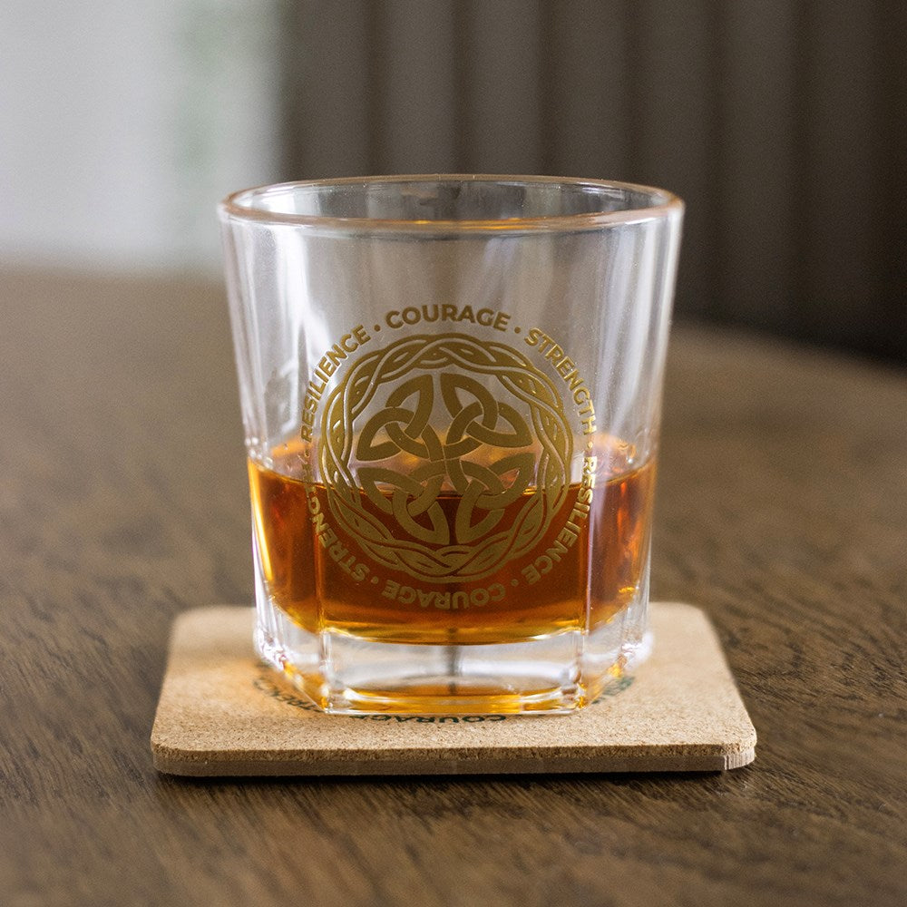 Celtic Shield Knot Lowball Glass & Coaster