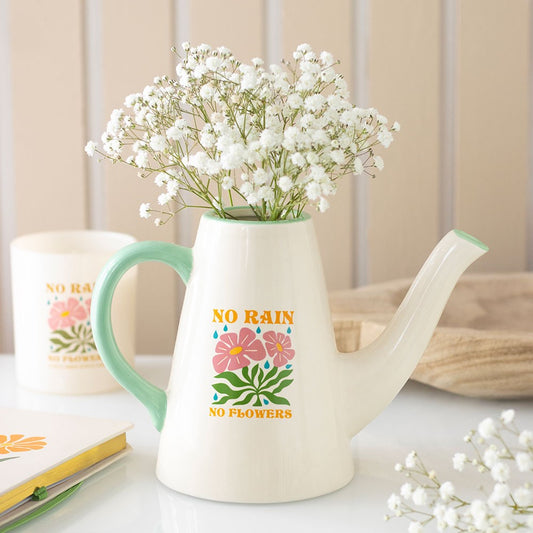 No Rain, No Flowers Ceramic Watering Can/Vase