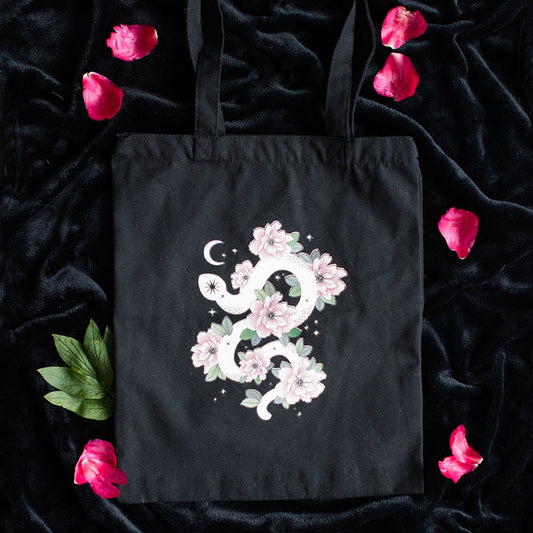 Floral Snake Tote Bag