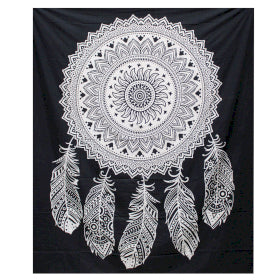 Black & White Double Cotton Bedspread/Wall Hanging